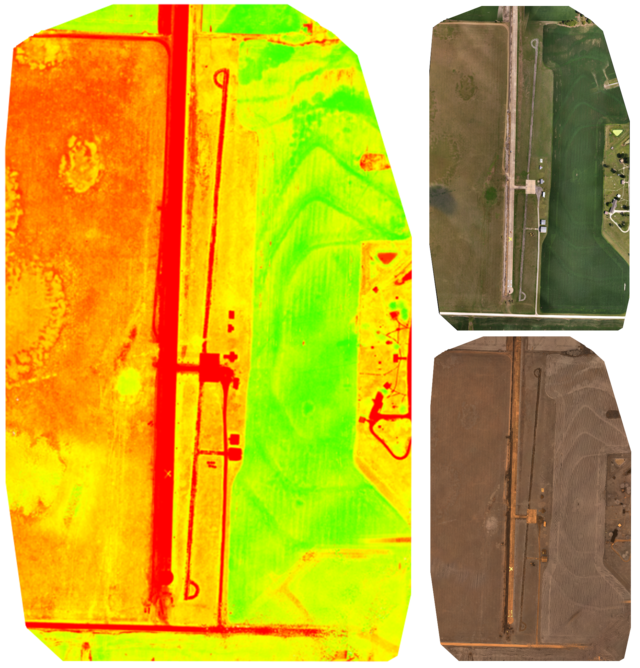 NDVI map of an airstrip made from RGB and NIR imagery.